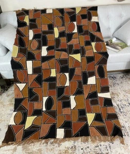 Mudcloth Bogolan Handmade Textile Bedsheet Mali Segou Throw Blanket - Ina Brown - Picture 1 of 10