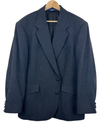 Pendleton 100% Virgin Wool Black Western Sports Coat Blazer Men 48 Elbow *SEE - Image 1 of 4