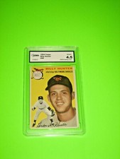 1954 TOPPS VINTAGE AUTO #48 BILLY HUNTER BALTIMORE ORIOLES GRADED VG-EX+4.5