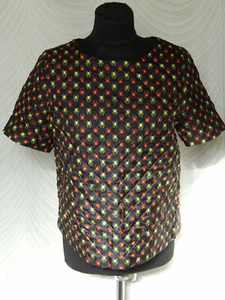 🔻J.W. Anderson TOPSHOP Blue Silk Quilted Short Sleeves Top US 6 UK 10 Spiders - Picture 1 of 8