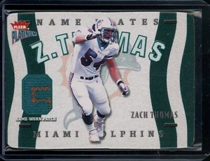 Placas con nombre Fleer Platinum Zach Thomas 2002 parche usado en juegos costura - Delfines - Imagen 1 de 2