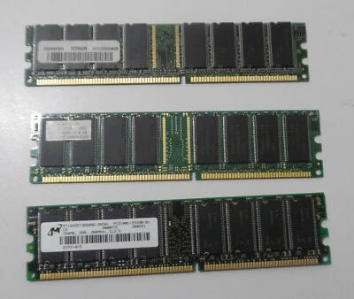 PC2100U (1 x 256MB) DDR CL2.5 266MHz MIXED BRAND lot of 3 - Image 1 of 2