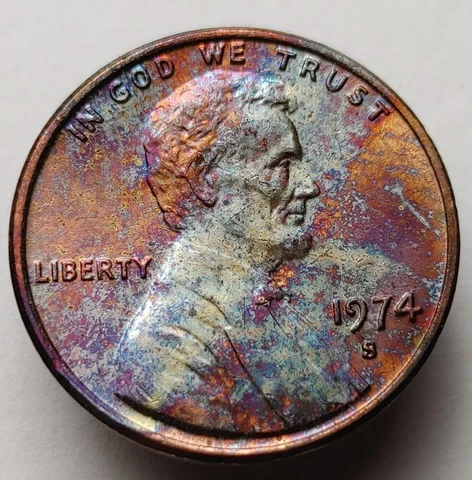 1974s Lincoln cent monster toned penny unc us coin #193 Cover