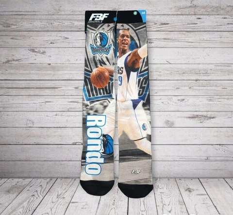 FBF Originals Rajon Rondo Dallas Mavericks Socks  NBA Size Large (10-13) New Cover