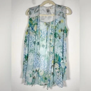 Logo by Lori Goldstein Damen Gr. Medium Chiffon Weste mit Strickpasse - Bild 1 von 7