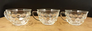 3 Clear Glass Bubble Pattern Punch Tea Cups Mugs - Foto 1 di 4