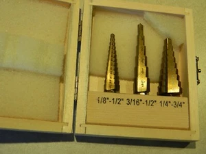 3 piece SAE Titanium Coated Step Drill Set - Picture 1 of 2