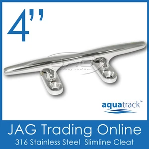 Boat Cleat 100mm 4" 316 Stainless Steel Slimline Horn - Yacht/Mooring/Bollard - Picture 1 of 3