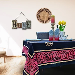 Cotton Celtic Knot Print Tablecloth Rectangle 70x104 inches Green Red Black - Picture 1 of 13