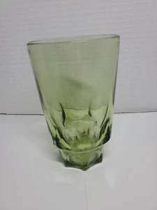 Vintage Hazel Atlas Avocado Green Thumbprint Glass - Picture 1 of 5