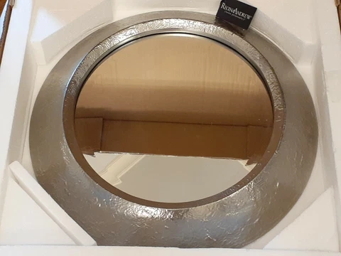 REGINA ANDREW Designer CONVEX Nickelplated Resin ROUND WALL MIRROR Item# 55-8258 Cover
