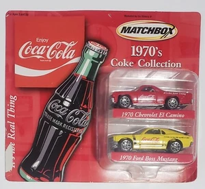 MATCHBOOK 1970's Coca-Cola: 1970 Chevrolet El Camino & 1970 Ford Boss Mustang - Picture 1 of 2