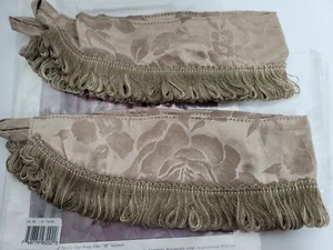 Brüssel Taupe Stoff DRAPIERUNG Raffbänder (2) NEU 4" x 20" Braun Rosenmuster - Bild 1 von 5