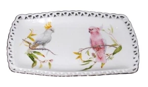 Cockatoo Australian Birds Plate Fine Bone China Sandwich Tray Birthday Gift New - Picture 1 of 3