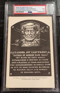 1956-63 Artvue HOF Plaque Postcard Alexander Cartwright Type 2 PSA 5 EX Pop-1
