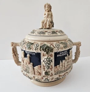 Antike deutsche Wekara Bowle Schale mit Deckel - Bild 1 von 12