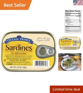 Ocean Prince Sardines in Mustard - 12 Pack of 3.75 oz Cans for Healthy Snacking - Picture 1 of 7