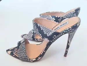 Steve Madden Sane Snakeskin Rainbow Print Slip On Stiletto Heel Sandal Size 7 - Picture 1 of 8