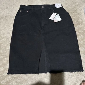 Gonna Happily grigio nero denim bordo grezzo. Taglia 9. Nuovo con etichetta! - Foto 1 di 12