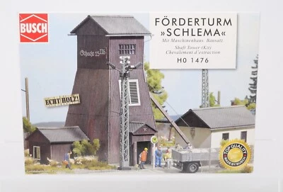 Busch 1476, Shaft Tower with Powerhouse Building Kit, Wood HO Scale - Image 1 of 4