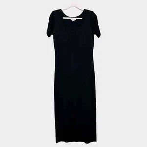 Vestido negro MISOOK talla pequeña largo maxi manga corta cuello redondo - Imagen 1 de 8