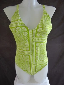 BNWT Marks & Spencer 'Secret Slimming' lime mix swimming costume Size 16 - Picture 1 of 9