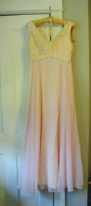 vintage gown long dress formal dress pink peach chiffon 1960s small S gorgeous - Picture 1 of 12