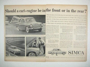 Vintage 1959 Simca Car Advertisement Print Engine Position Debate 2 Page - Picture 1 of 2