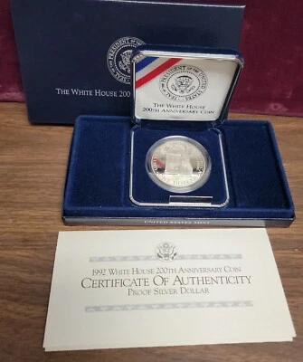 1992 W  White House 200th Anniversary Commemorative Proof Silver Dollar . - Image 1 of 4