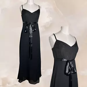 XOXO Vintage 90s Y2K Black Maxi Prom Dress Evening Gown Empire Waist Bow Size 5 - Picture 1 of 18