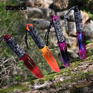 9" Colorful Fixed Blade Survival Knife With Paracord Handle And Leather Sheath