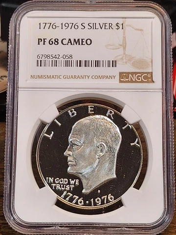 1976 S Eisenhower Proof, NGC Graded PF 68 CAMEO, 058 Cover