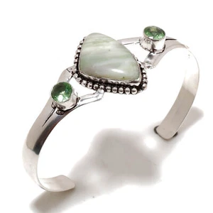 Green Opal Green Amethyst Gemstone Handmade Jewelry Adjustable Bangle PG 188 - Picture 1 of 5
