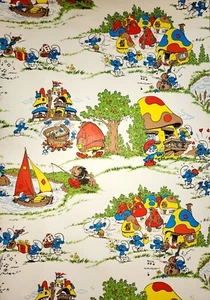 Smurf Wallcovering - 1981 Peyo - Norwall - Double Roll - Vintage - Picture 1 of 6