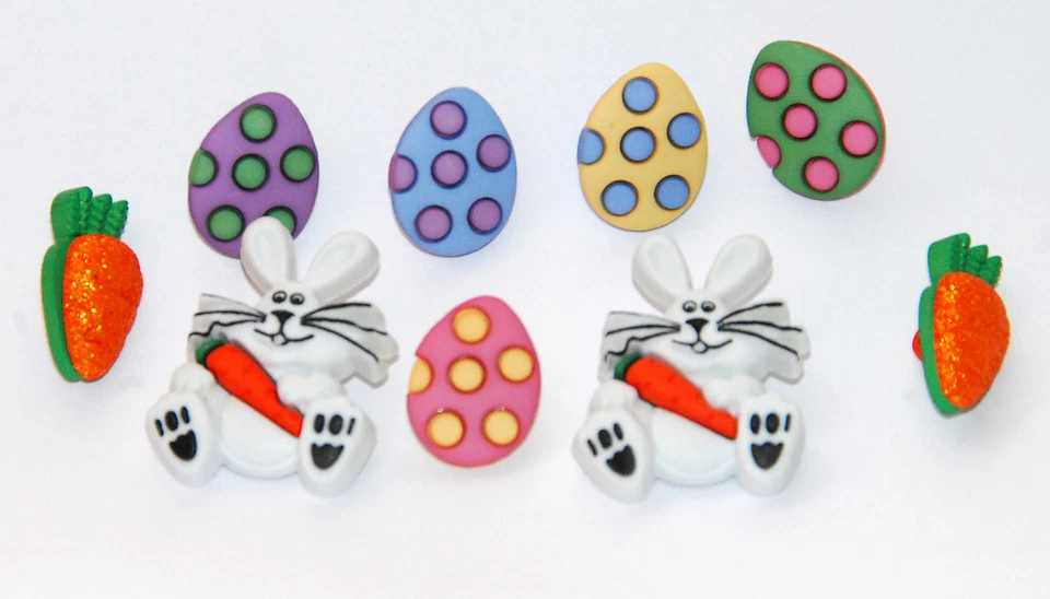 Easter Egg Hunt Buttons w Bunny, Easter Eggs, Carrots / Jesse James Dress It Up - Image 1 of 1