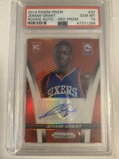 2013-14 Jerami Grant Panini RED Prizm Rookie Card Auto RC #149/199 PSA 10 Pop 1
