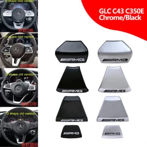 3D Badge for AMG Steering Wheel Emblem Squared Base GLC C43 C350E Chrome/Black - Picture 1 of 23