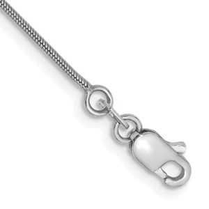 14K Solid White Gold 0.9mm Round Herringbone Chain Bracelet - Picture 1 of 12