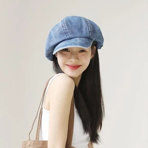 Cappello donna uomo unisex berretto berretto a punta denim newsboy piatto oversize ampio casual - Foto 1 di 15