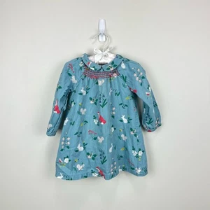 Mini Boden Smocked Blue Woodland Peter Pan Collar Dress Baby Girl 12-18 Months - Picture 1 of 7