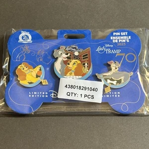 Disney 2025 Lady And The Tramp LATT 70th Anniversary 3 Pin Set LE 1150 - Picture 1 of 1