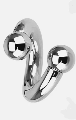 1 Rare 4g 9/16 Shiny Twister Spiral Prince Albert Ear Nipple 316L Surgical Steel - Image 1 of 4