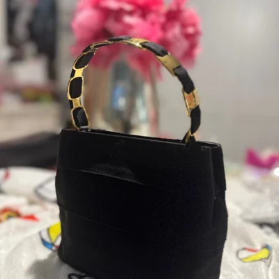 Salvatore Ferragamo Black Mini Bag with Gold Handle Vala - Image 1 of 4