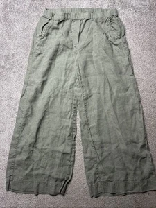 Frank & Eileen $220 Maisie Wide Leg Linen Pull on Pant Size S Green - Picture 1 of 10