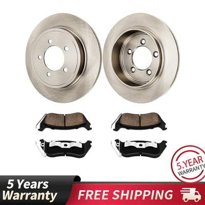 Rear Solid Rotors and Ceramic Pads Kit For 2007-2010 Ford Explorer Sport Trac - Imagem 1 de 4