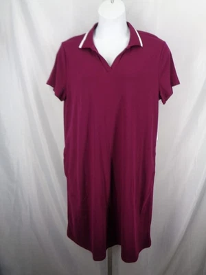 Liz Claiborne Ribbed Knit Polo Shirt Dress Size XL Wild Cherry Pull Over New - Image 1 of 4