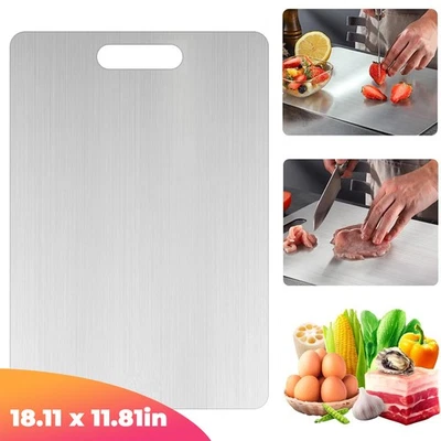 ZD-USMARKET Titanium Cutting Board 100% Stainless Double-Sided 12x18" in for Kitchen Upgrade