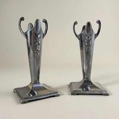 Antique WMF Art Nouveau Britannia Metal Vases; Oxidized Silver Plate, circa 1905 - Image 1 of 4
