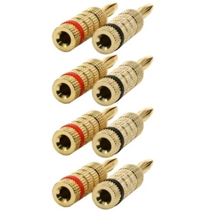 4 Pairs 8 Pcs Banana Male Plug Audio Speaker Wire Connector Closed Screw Gold - Picture 1 of 3