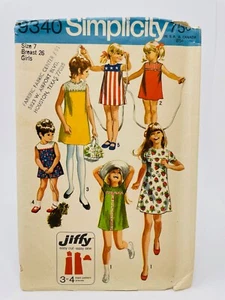 Simplicity 9340 Pattern 1971 Girls Dress, Sz 7, Breast 26 Cut, Counted Complete - Picture 1 of 2